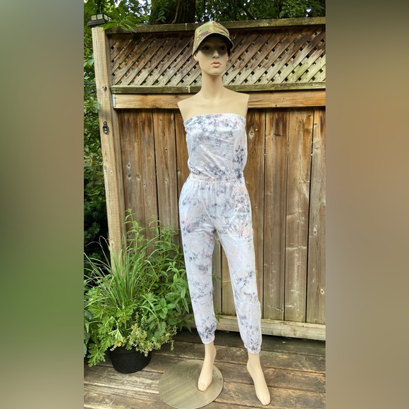 Hand Dyed Splatter Effect Tube Top Jumpsuit - Picture 10 of 14